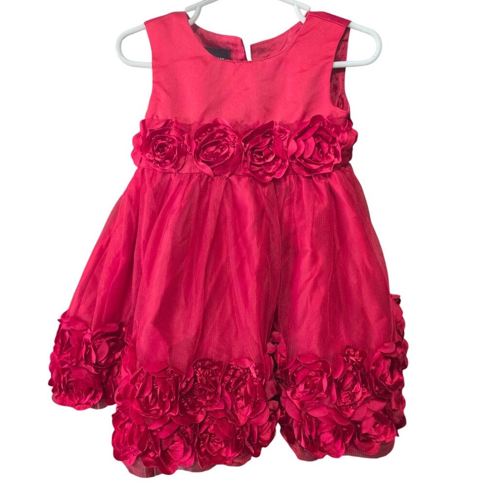 Red Floral Formal Christmas Dress - Holiday Editions - 18mo